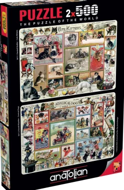 Anatolian - 2 Puzzles - Cute Kittens & Comical Dogs -500 Piece Jigsaw Puzzles Online