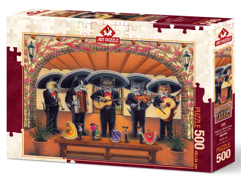 Art Puzzle - Flamenco Meow Team - 500 Piece Jigsaw Puzzle Fashion