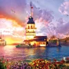 Art Puzzle - Maiden's Tower - 1000 piece jigsaw puzzle Fashion