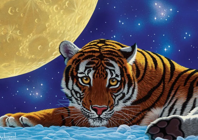 Art Puzzle - Moon Tiger - 500 Piece Jigsaw Puzzle Clearance