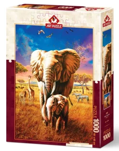 Art Puzzle - Mother Elephant - 1000 Piece Jigsaw Puzzle Outlet