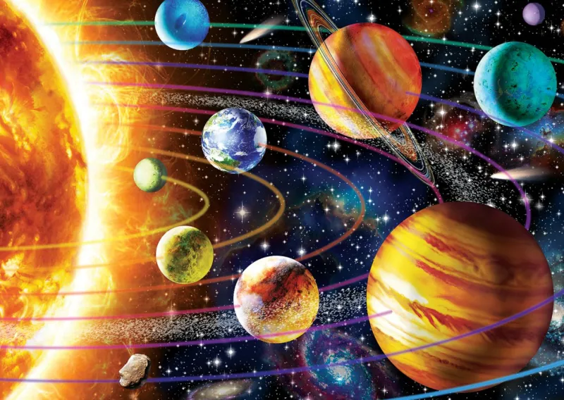 Art Puzzle - Neon Puzzle - Solar System - 1000 Piece Jigsaw Puzzle Online