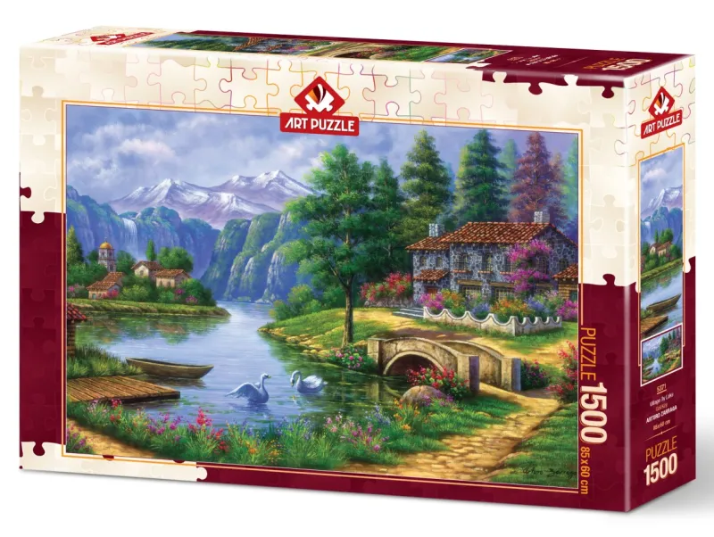Art Puzzle - Village By Lake - 1500 Piece Jigsaw Puzzle Online
