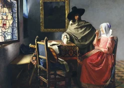Art by Bluebird Bluebird - Johannes Vermeer - The Glass of Wine, 1661 - 1000 piece jigsaw puzzle Online