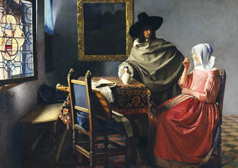 Art by Bluebird Bluebird - Johannes Vermeer - The Glass of Wine, 1661 - 1000 piece jigsaw puzzle Online