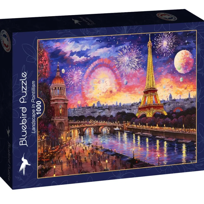 Bluebird - Landscape In Pointillism - 1000 Piece Jigsaw Puzzle Outlet