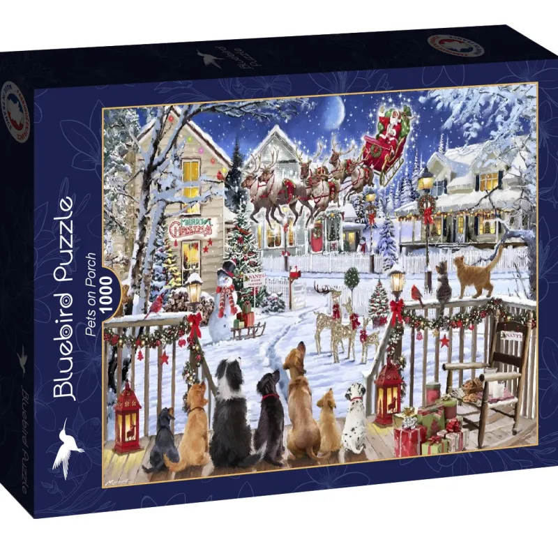 Art by Bluebird Bluebird - Pets on Porch - 1000 piece jigsaw puzzle New
