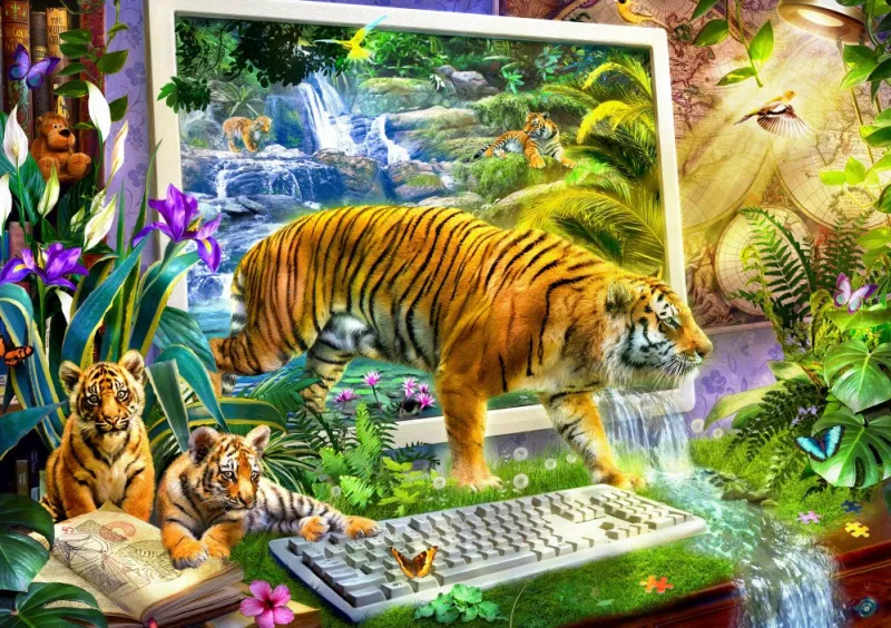 Bluebird - Tiger coming to Life - 1500 Piece Jigsaw Puzzle Discount