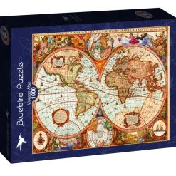 Bluebird - Vintage Map - 1000 Piece Jigsaw Puzzle Online