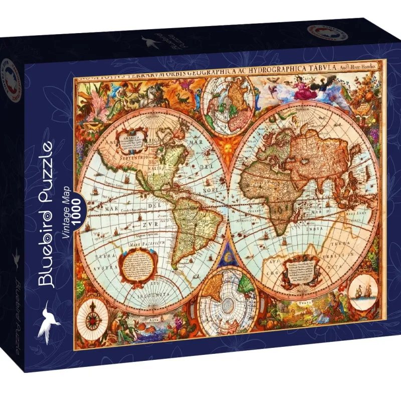 Bluebird - Vintage Map - 1000 Piece Jigsaw Puzzle Online