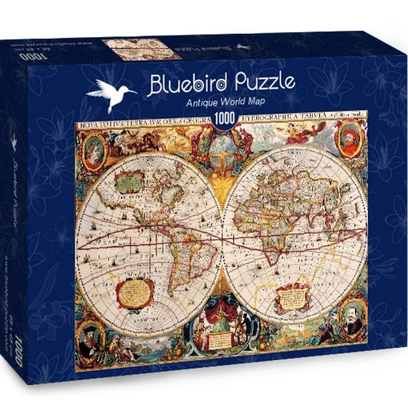 Bluebird Puzzle - Antique World Map - 1000 Piece Jigsaw Puzzle Online