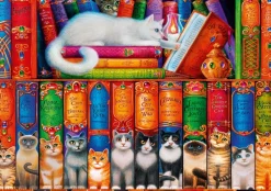 Bluebird Puzzle - Cat Bookshelf - 1000 Piece Jigsaw Puzzle Clearance