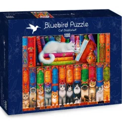 Bluebird Puzzle - Cat Bookshelf - 1000 Piece Jigsaw Puzzle Clearance