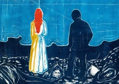 Art by Bluebird Bluebird Puzzle - Edvard Munch - Two People: The Lonely Ones, 1899 - 1000 Piece Jigsaw Puzzle Online