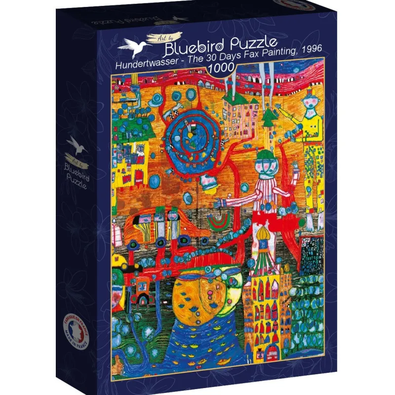 Art by Bluebird Bluebird Puzzle - Hundertwasser - The 30 Days Fax Painting, 1996 - 1000 Piece Jigsaw Puzzle Online