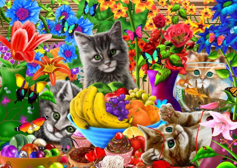 Bluebird Puzzle - Kitten Fun - 1000 Piece Jigsaw Puzzle Online