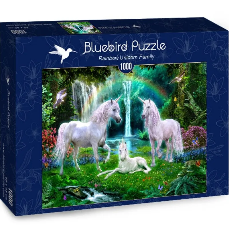 Bluebird Puzzle - Rainbow Unicorn Family - 1000 Piece Jigsaw Puzzle Outlet