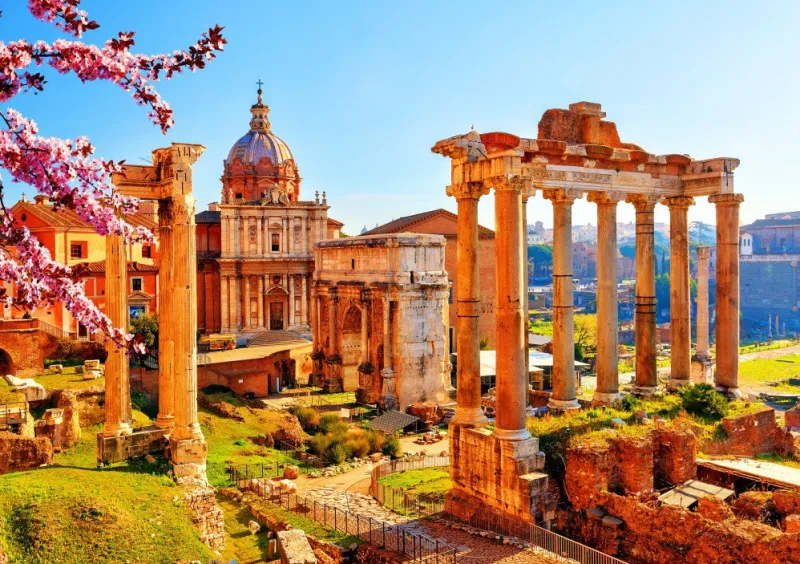 Bluebird Puzzle - Roman Ruins in Spring, Italy - 1000 Piece Jigsaw Puzzle Hot
