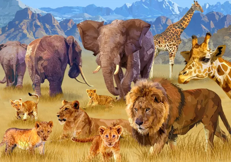 Bluebird Puzzle - Savannah Animals - 1500 Piece Jigsaw Puzzle Outlet