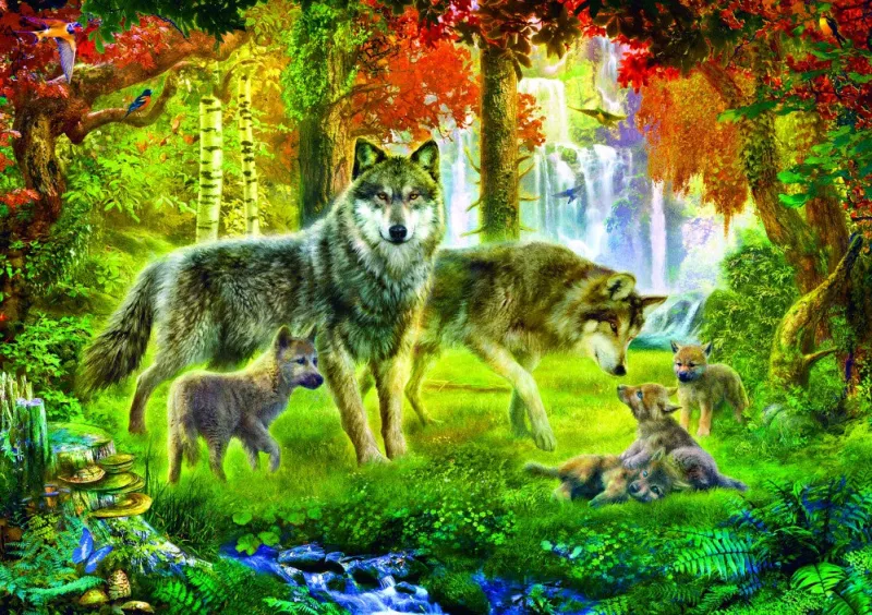 Bluebird Puzzle - Summer Wolf Family - 1000 Piece Puzzle New