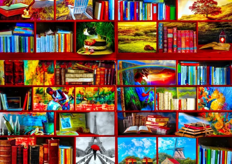 Bluebird Puzzle - The Library The Travel Section - 1000 Piece Jigsaw Puzzle Clearance