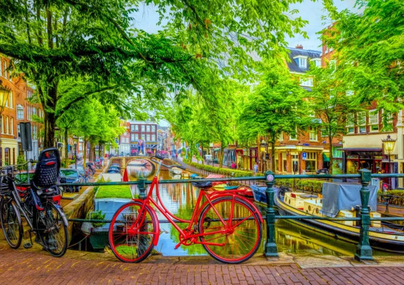 Bluebird Puzzle - The Red Bike in Amsterdam - 1000 Piece Jigsaw Puzzle Hot