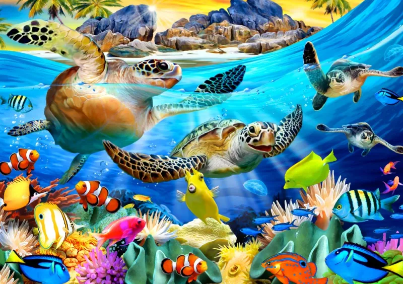 Bluebird Puzzle - Turtle Beach - 1000 Piece Jigsaw Puzzle Online