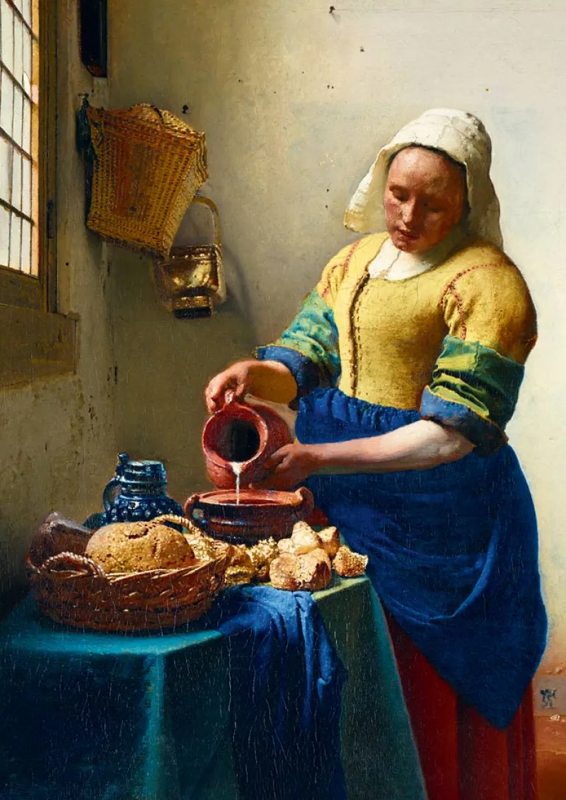 Art by Bluebird Bluebird Puzzle - Vermeer- The Milkmaid, 1658 - 1000 Piece Jigsaw Puzzle Online
