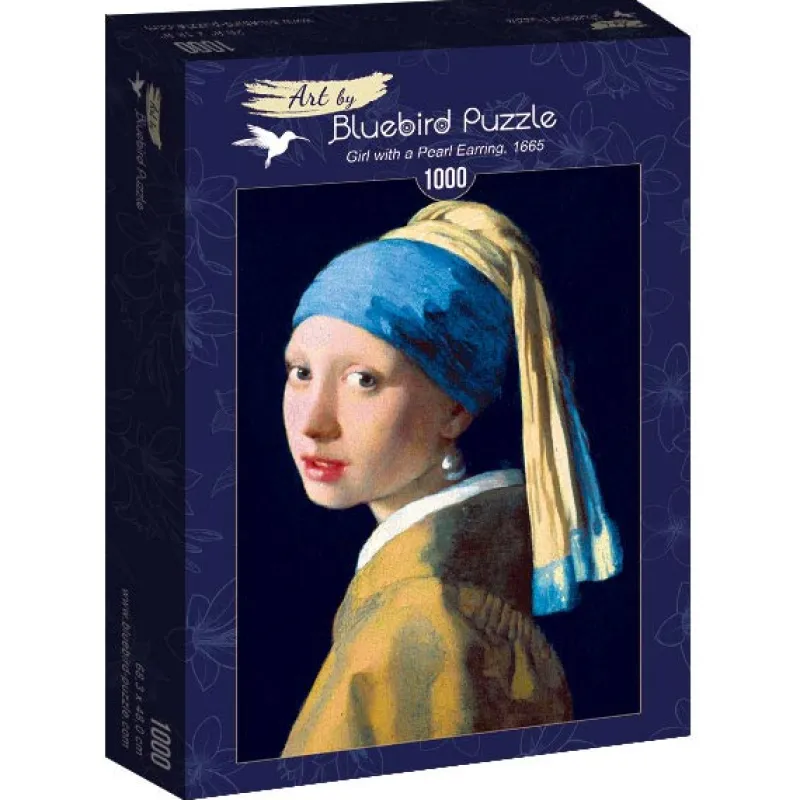 Art by Bluebird Bluebird Puzzle - Vermeer- Girl with a Pearl Earring, 1665 - 1000 Piece Jigsaw Puzzle Clearance