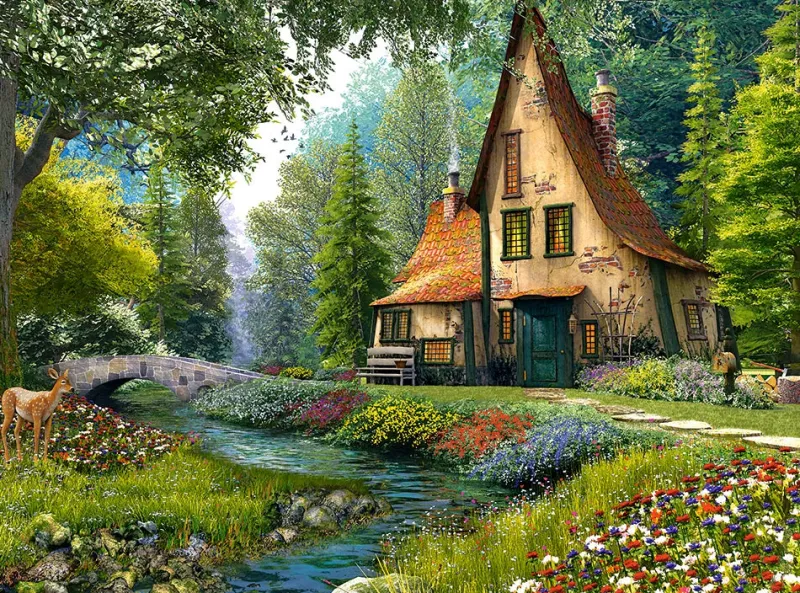 Castorland - Dominic Davison - Toadstool Cottage - 2000 Piece Jigsaw Puzzle New