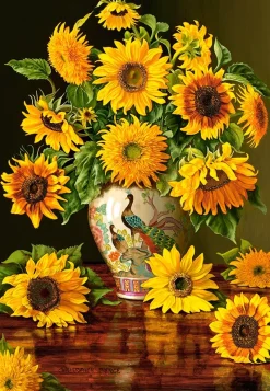 Castorland - Sunflowers in a Peacock Vase - 1000 Piece Jigsaw Puzzle Online