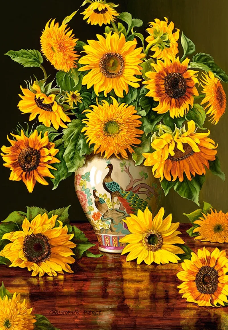 Castorland - Sunflowers in a Peacock Vase - 1000 Piece Jigsaw Puzzle Online
