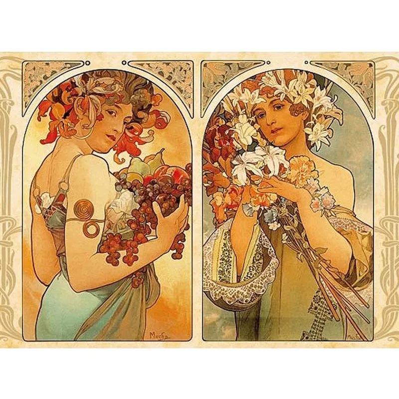 Dtoys - Alphonse Mucha : Fruit and Flower Dyptich - 1000 Piece Jigsaw Puzzle Outlet
