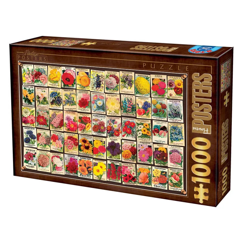 Dtoys - Vintage Collage - Flowers - 1000 Piece Jigsaw Puzzle New