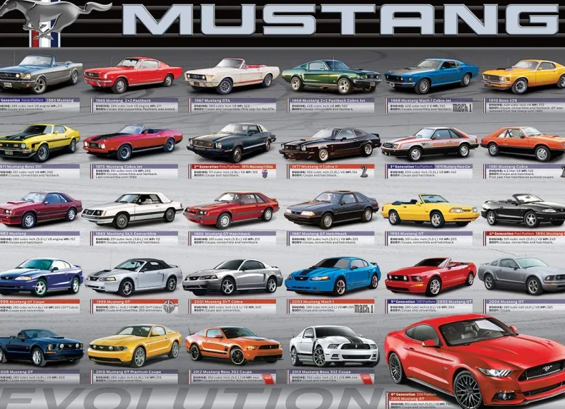 Eurographics - Ford Mustang Evolution - 1000 Piece Jigsaw Puzzle Fashion