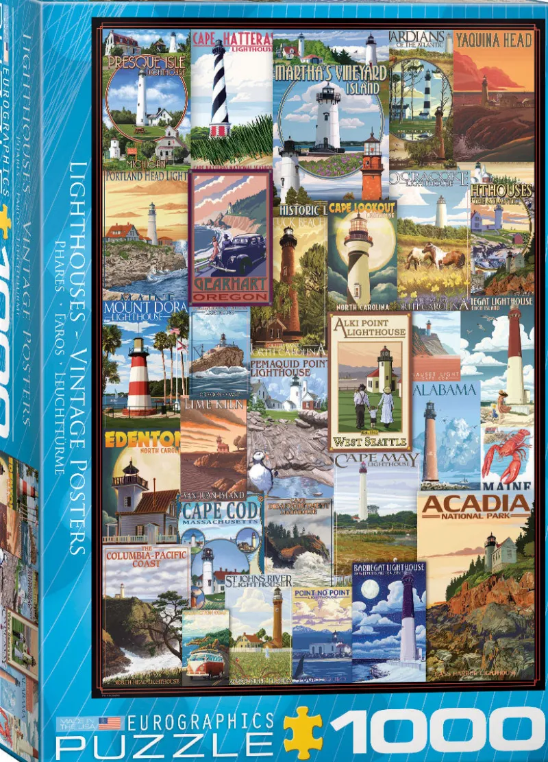 Eurographics - Lighthouses Vintage Posters - 1000 Piece Jigsaw Puzzle Discount
