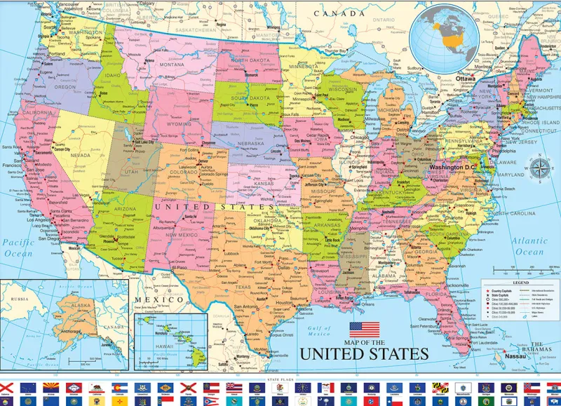 Eurographics - Map of the US - 1000 piece jigsaw puzzle Hot