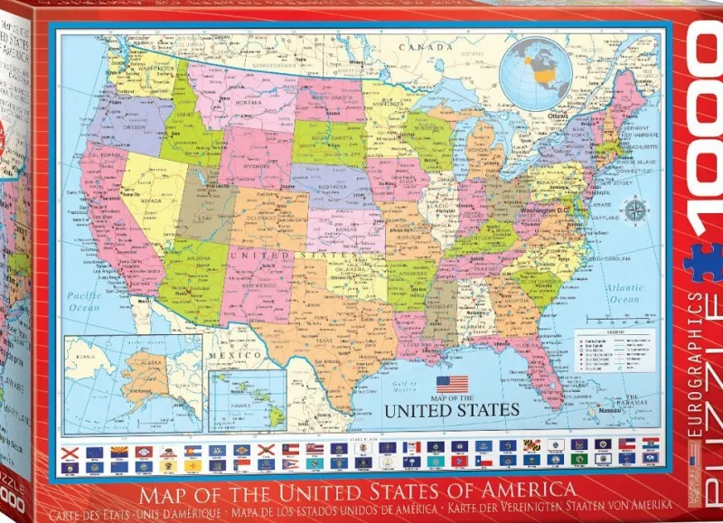 Eurographics - Map of the US - 1000 piece jigsaw puzzle Hot