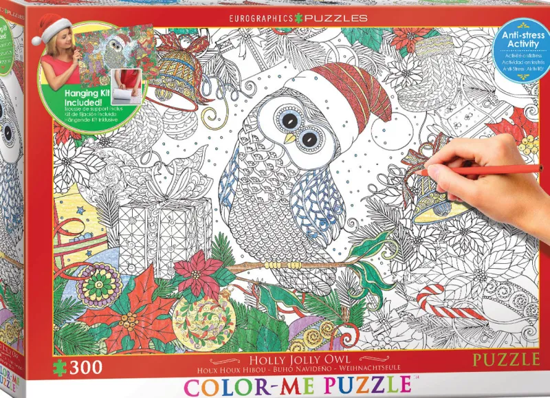 Eurographics 6033-0885 XXL Color Me - Holly Jolly Owl Jigsaw Puzzle Fashion