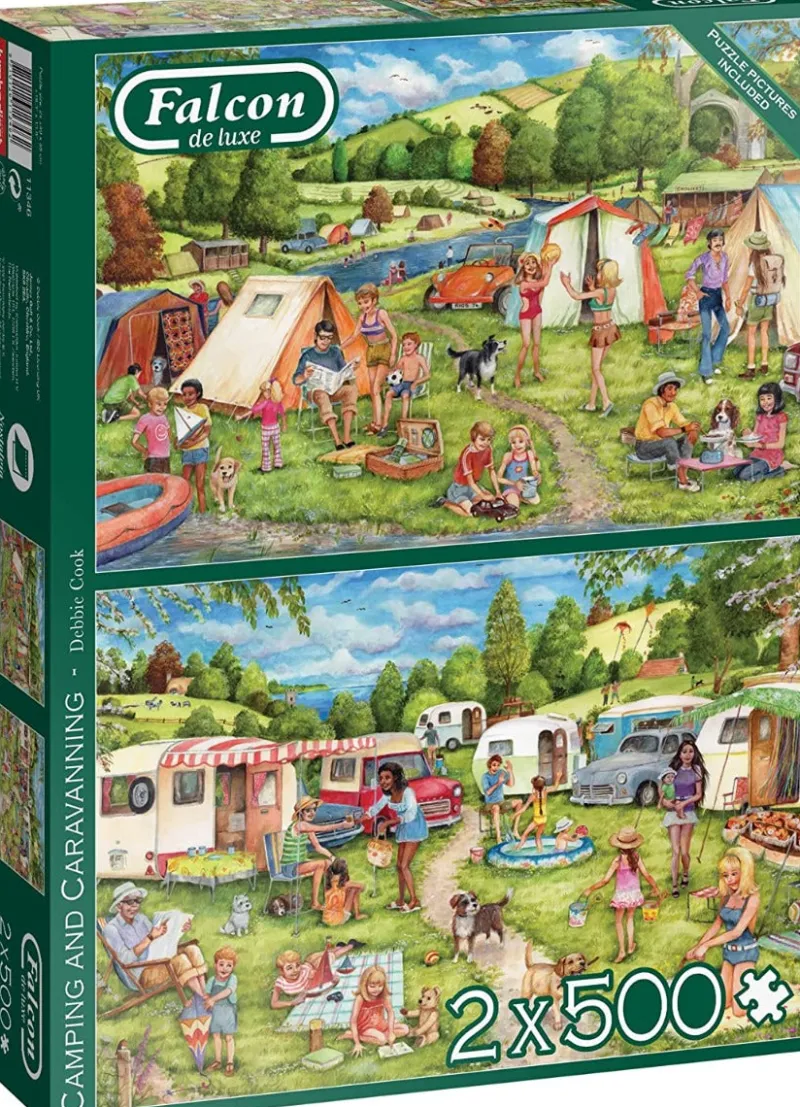 Falcon de luxe - Camping & Caravanning - 2 x 500 Piece Jigsaw Puzzles New