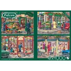 Falcon de luxe - Corner Shops - 4 X 1000 Piece Jigsaw Puzzles Outlet