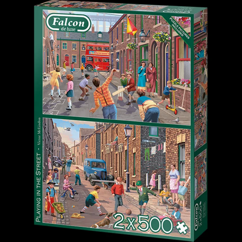 Falcon de luxe - Playing in the Street - 2 x 500 Piece Jigsaw Puzzle Discount