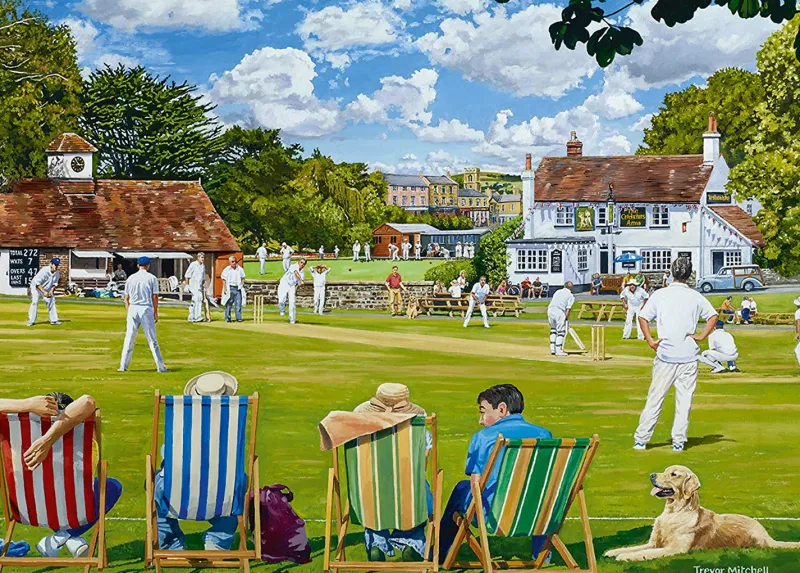 Falcon de luxe - The Village Sporting Greens - 2 x 1000 Piece Jigsaw Puzzles Best