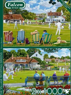 Falcon de luxe - The Village Sporting Greens - 2 x 1000 Piece Jigsaw Puzzles Best