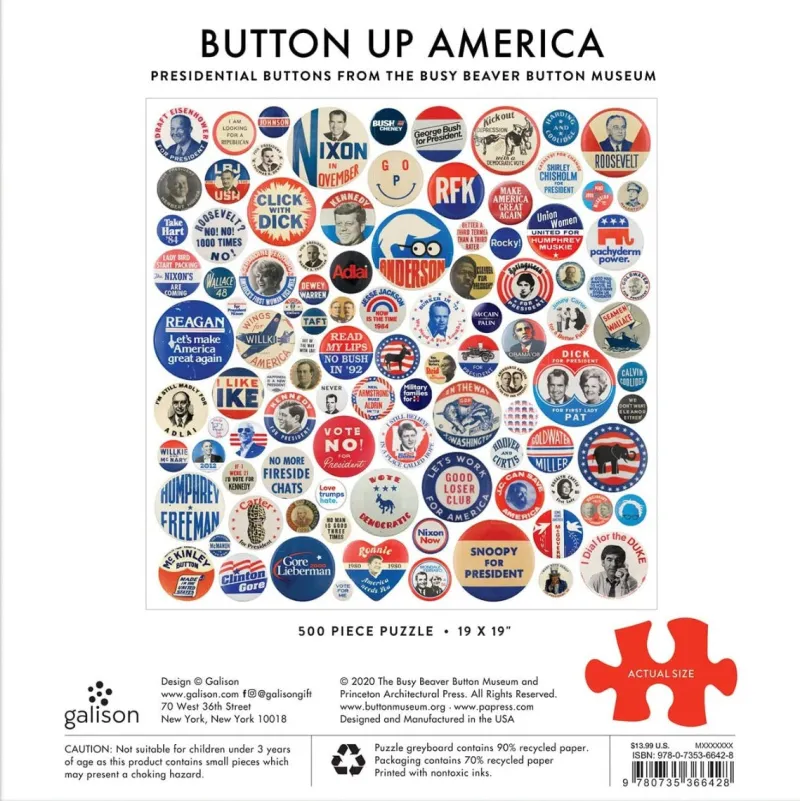 Galison - Button Up America - 500 Piece Jigsaw Puzzle Discount