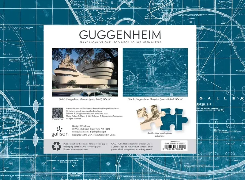 Galison - Frank Lloyd Wright Guggenheim - 2-sided 500 Piece Jigsaw Puzzle Outlet