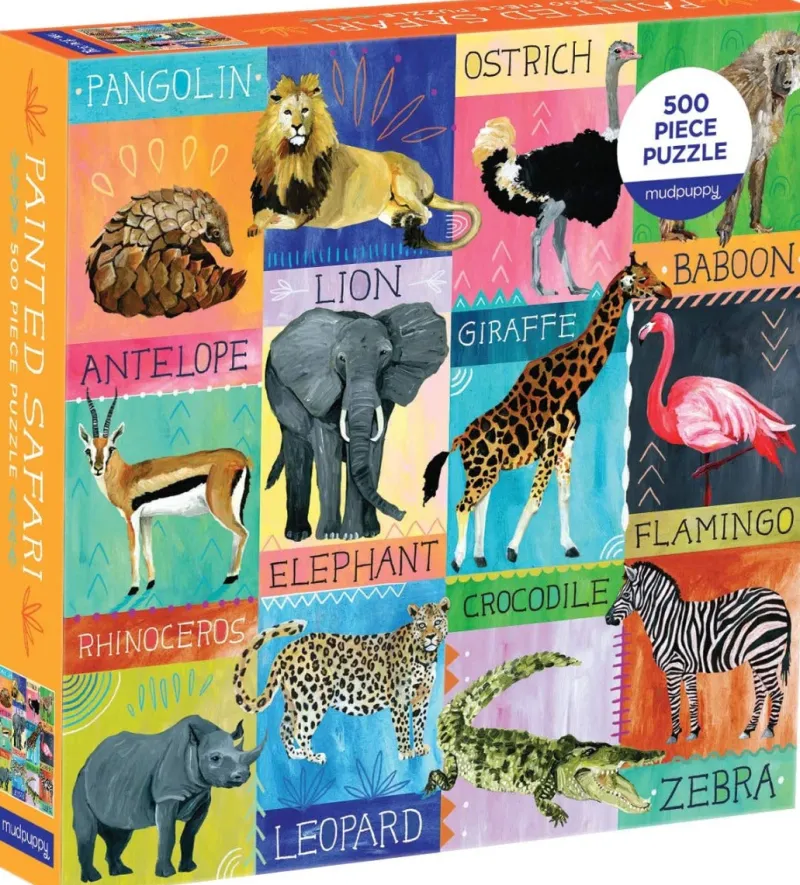 Galison - Painted Safari - 500 Piece Foil Jigsaw Puzzle New