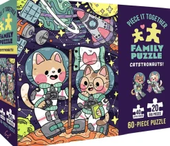 Galison - Piece It Together Family Puzzle: Catstronauts - 60 Piece Jigsaw Puzzles Best