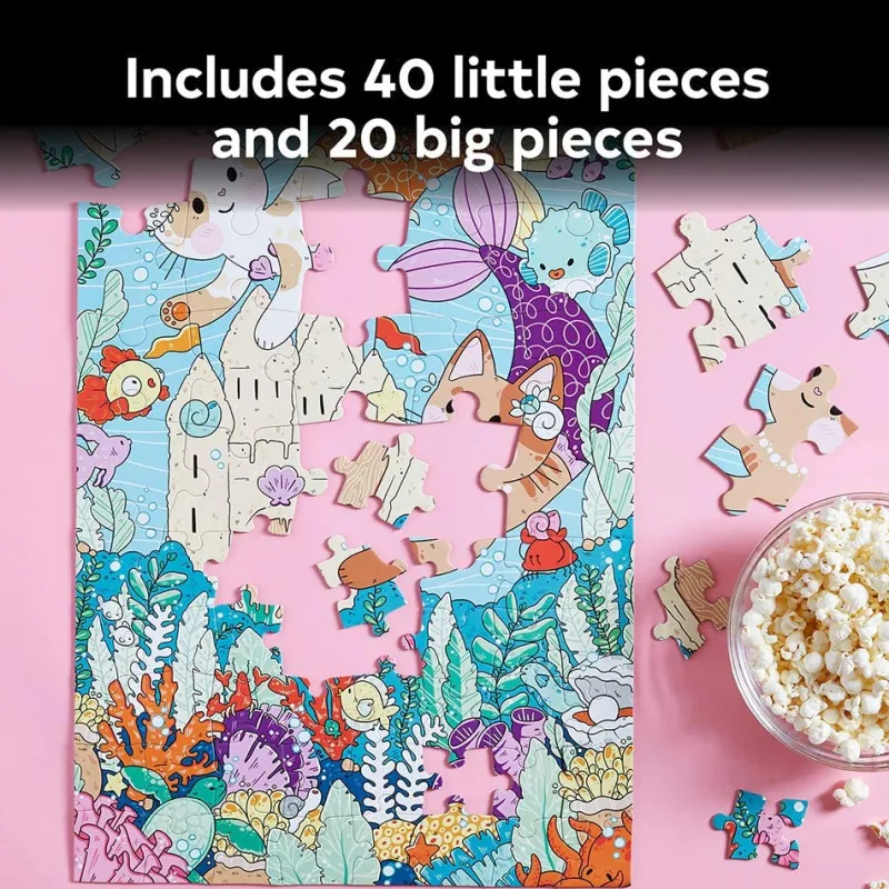 Galison - Piece It Together Family Puzzle: Purrmaid Paradise - 60 Piece Jigsaw Puzzle Hot