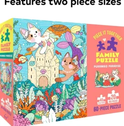 Galison - Piece It Together Family Puzzle: Purrmaid Paradise - 60 Piece Jigsaw Puzzle Hot